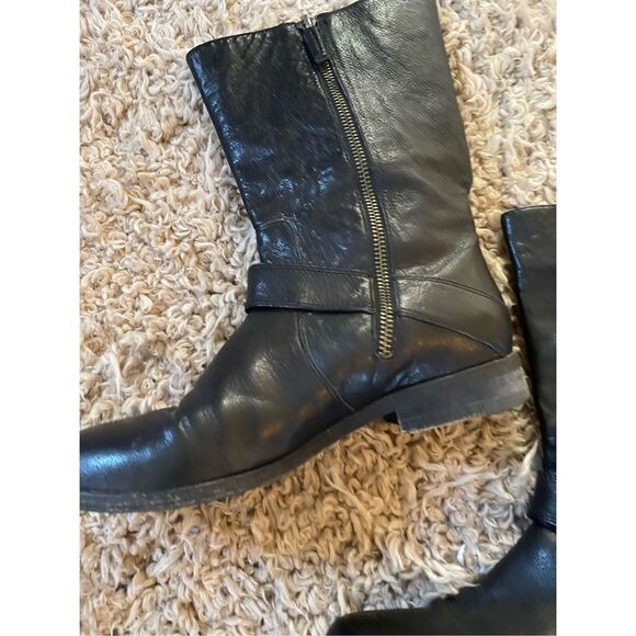 Eileen fisher black leather‎ moto mid calf boots size 6.5 - Picture 5 of 6